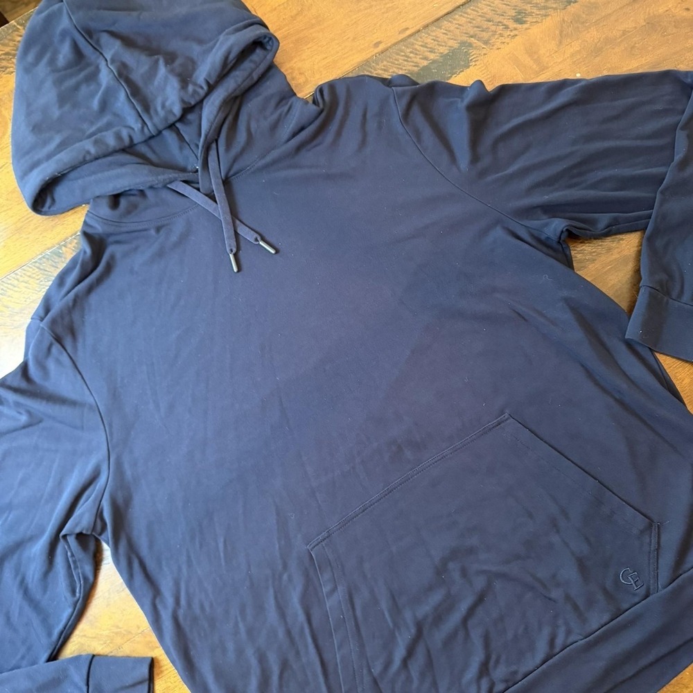 Cozy Earth Hoodie Mens Medium Blue Bamboo Viscose Pullover Kangaroo Pocket Logo‎